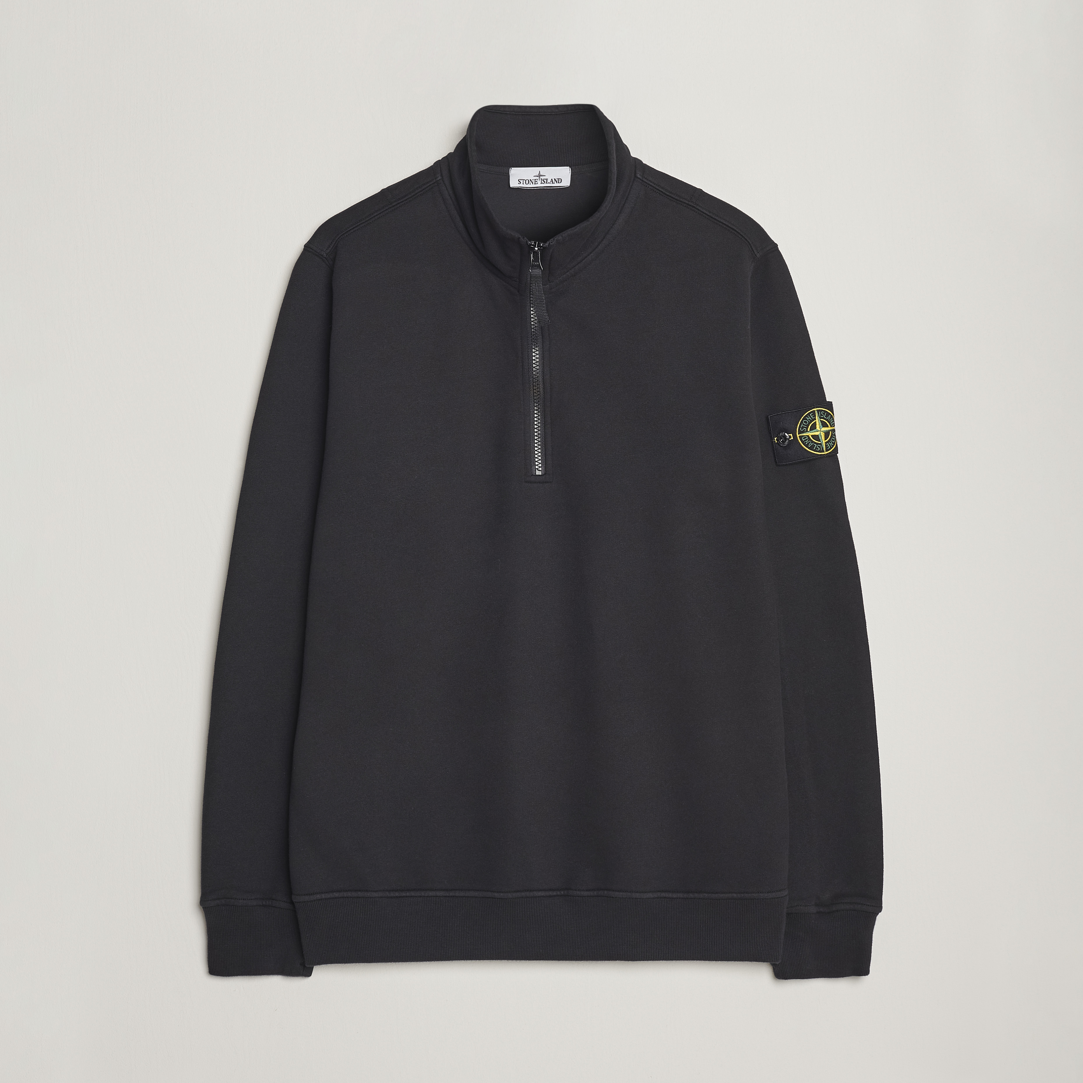 Stone Island Garment Dyed Fleece Half Zip Black at CareOfCarl.com