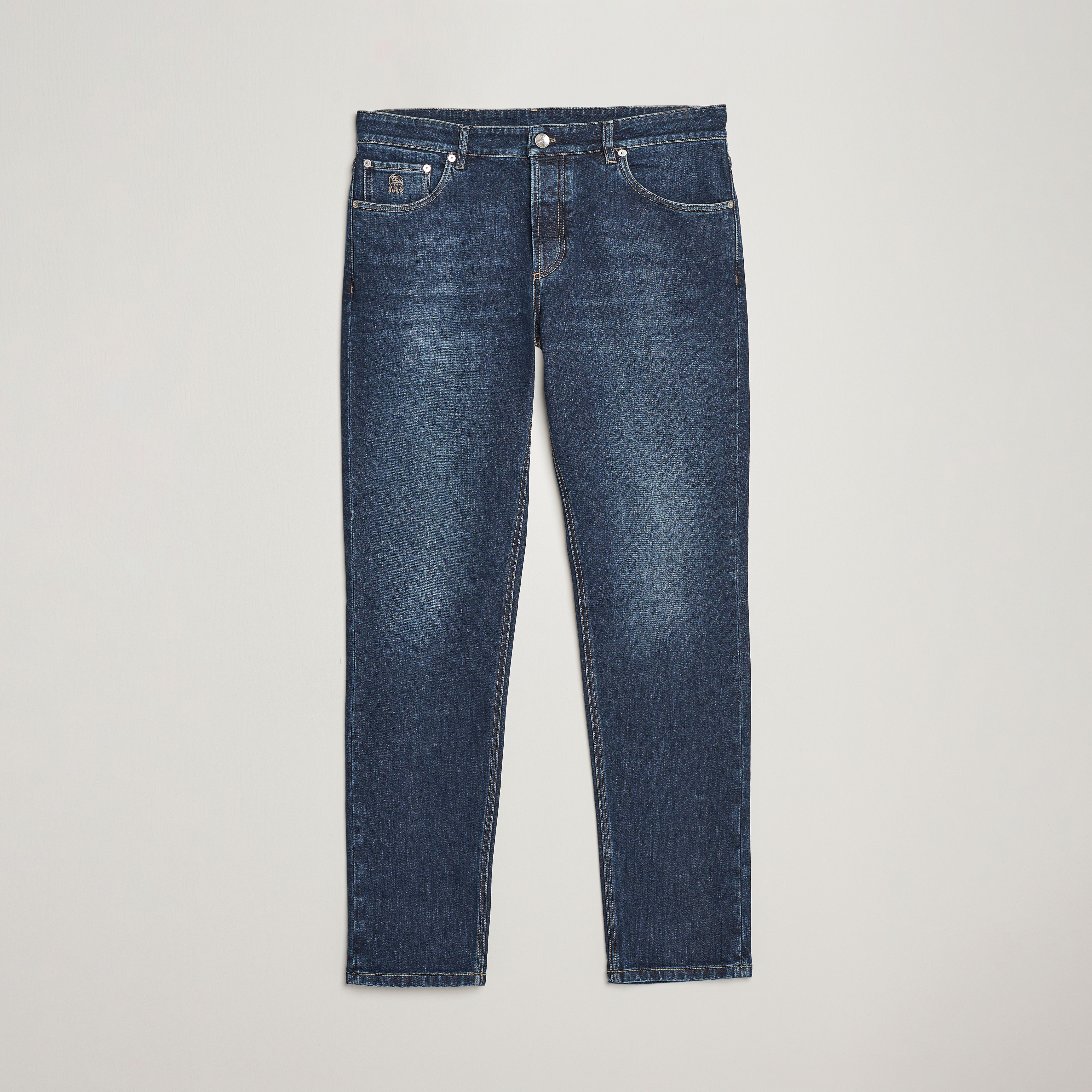 Slim-fit jeans in dark-blue Italian lightweight denim