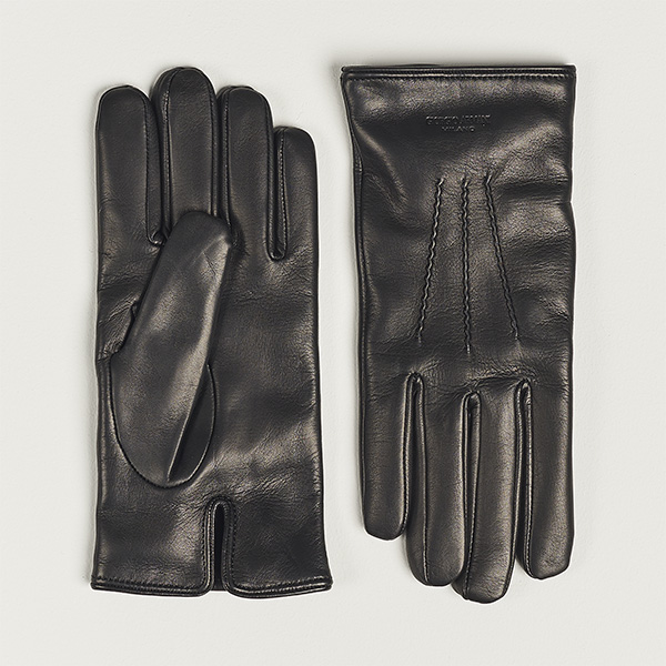 Giorgio Armani Lamb Leather Gloves Black at CareOfCarl.com