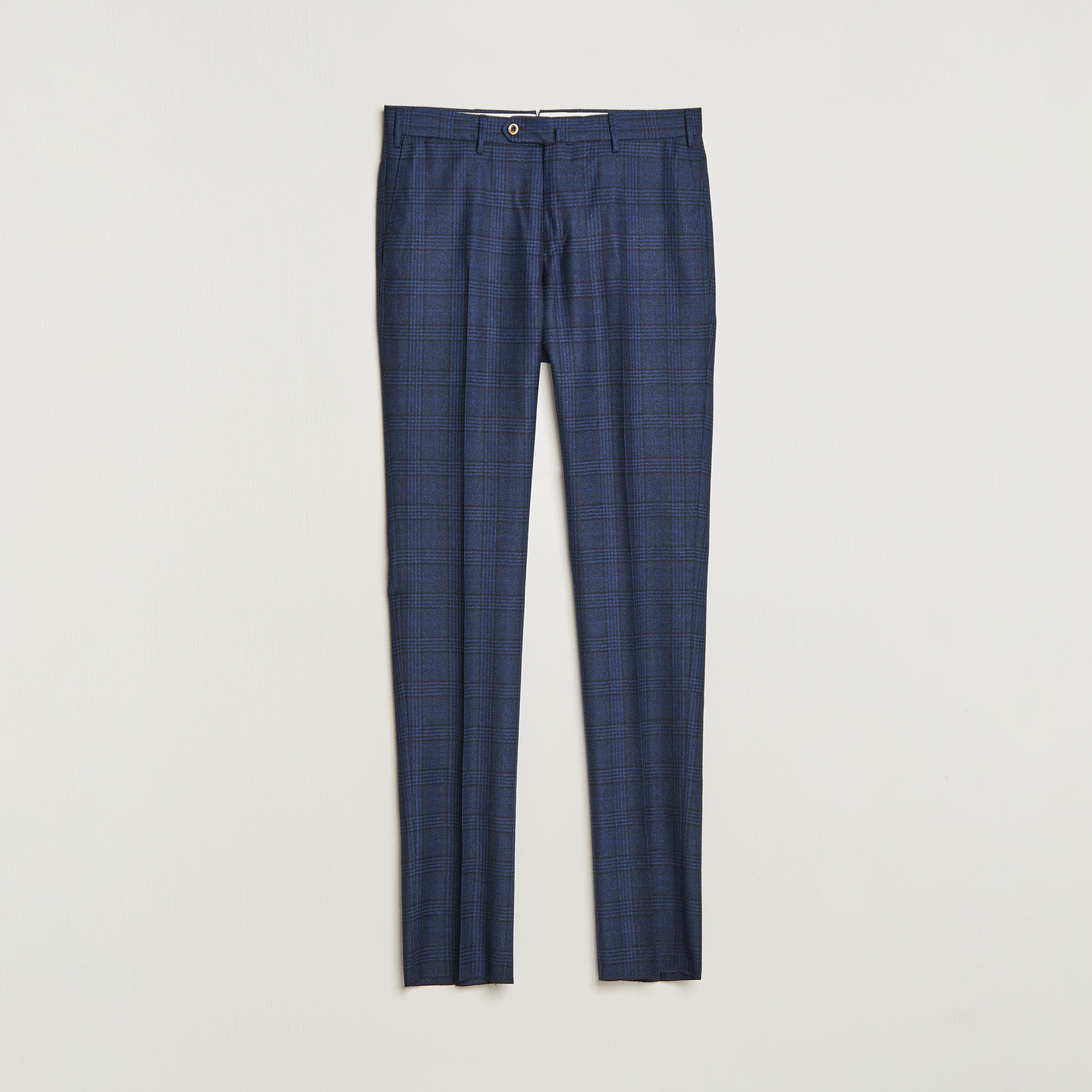 PT01 Slim Fit Prince Of Wales Wool Trousers Navy at CareOfCarl.com
