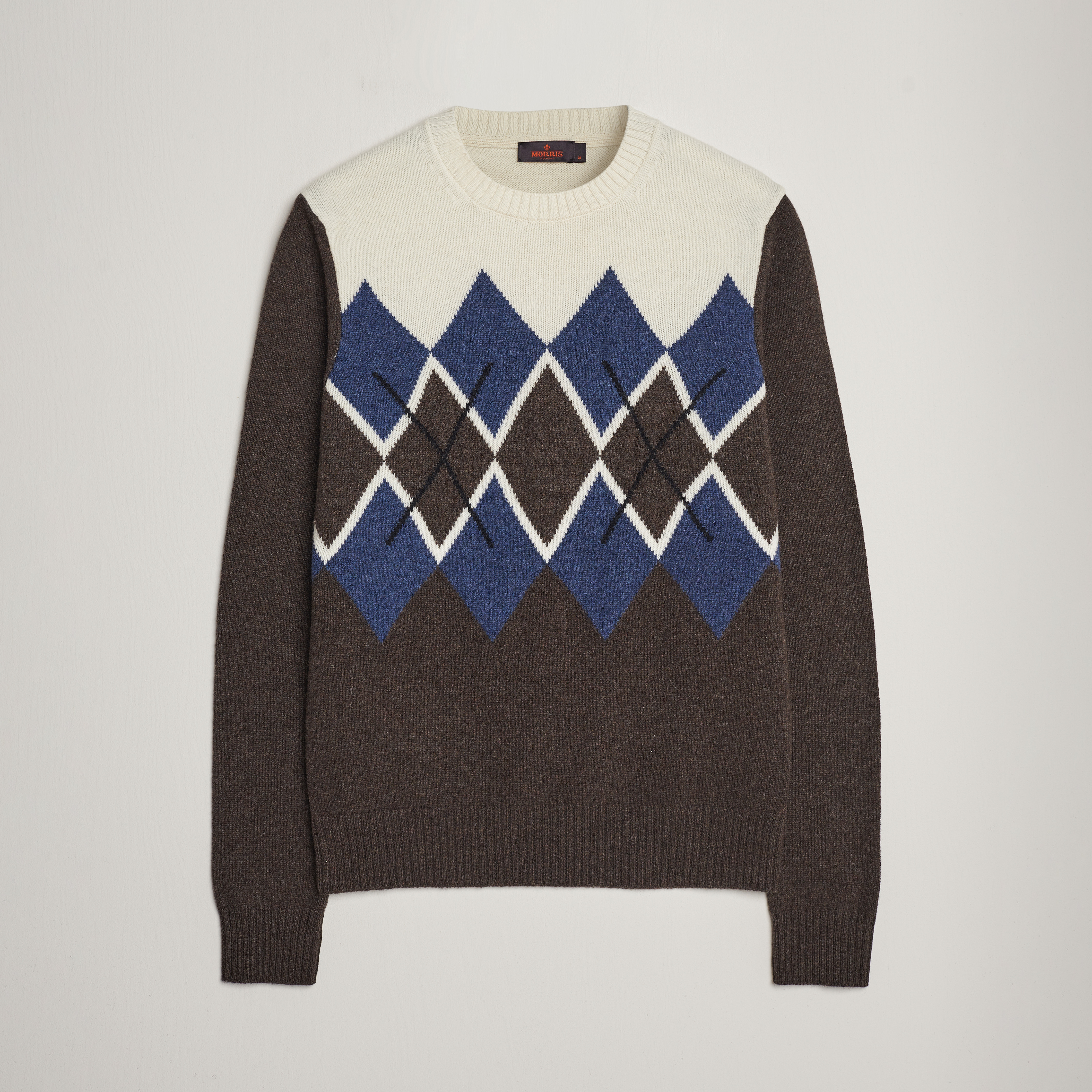 VTG Woods & Gray Argyle Sweater Mens L Knit Crew Neck Tan Blue Brown Gray  L/S