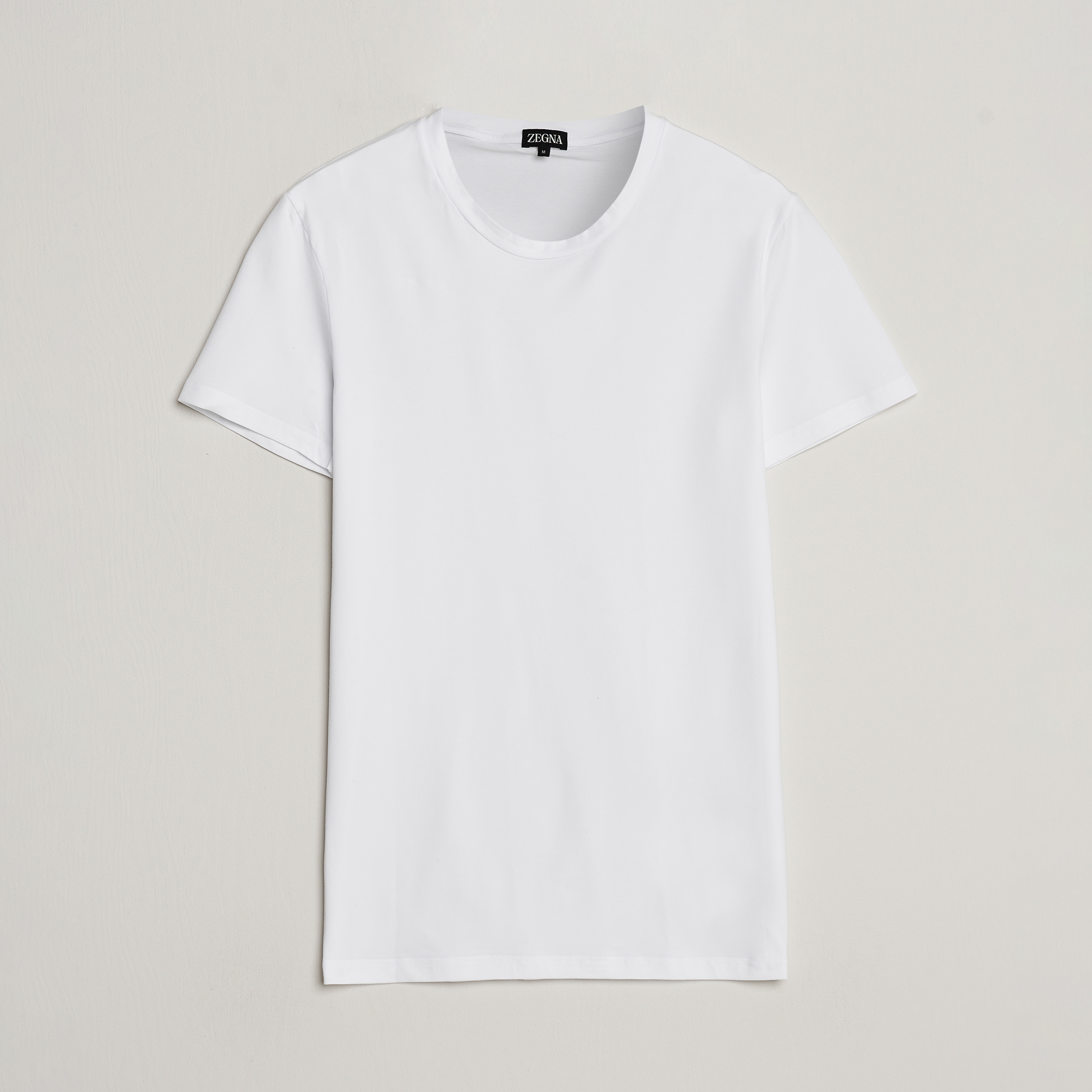 Zegna Stretch Cotton Round Neck T Shirt White at CareOfCarl