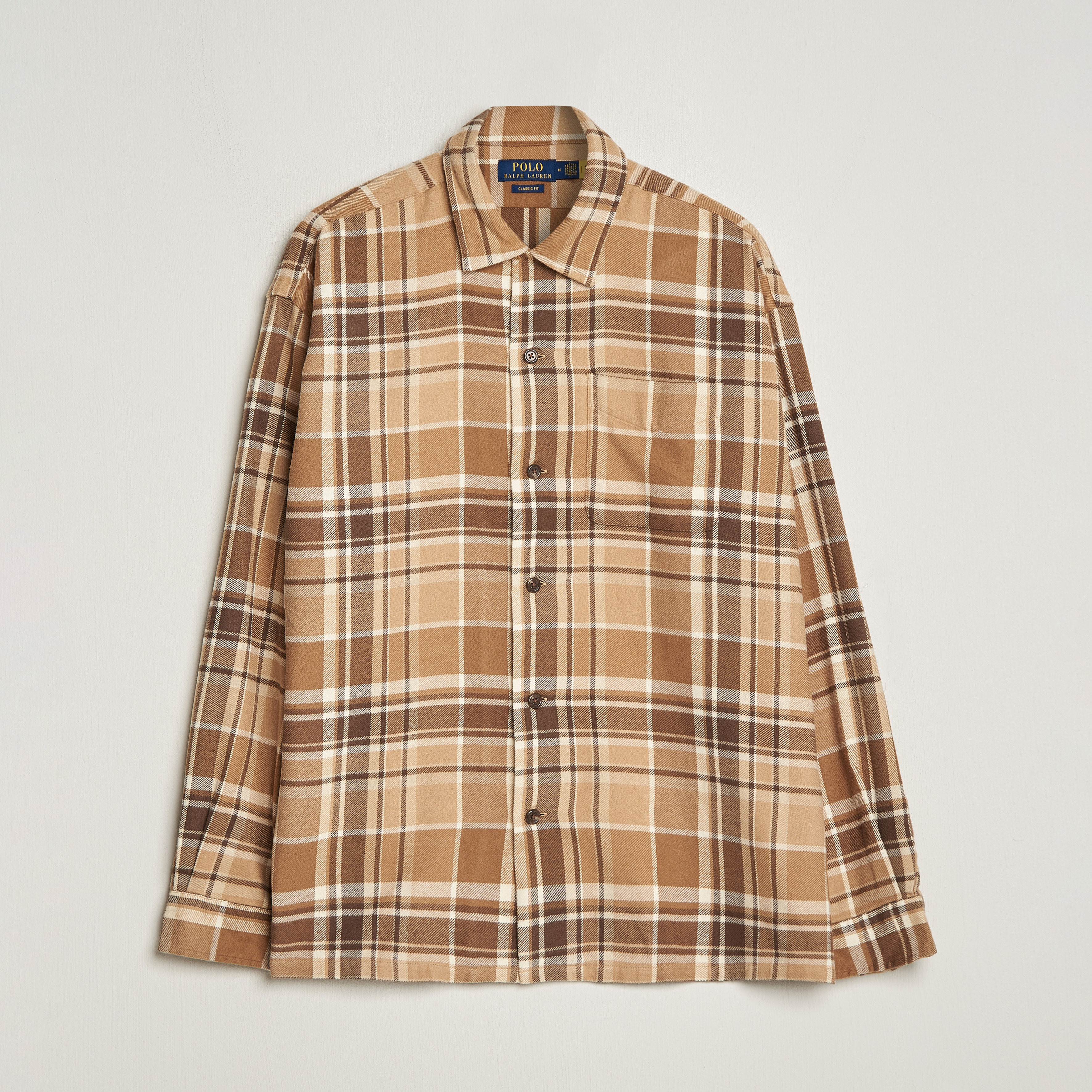 Polo Ralph Lauren Brushed Flannel Checked Shirt Khaki/Brown at