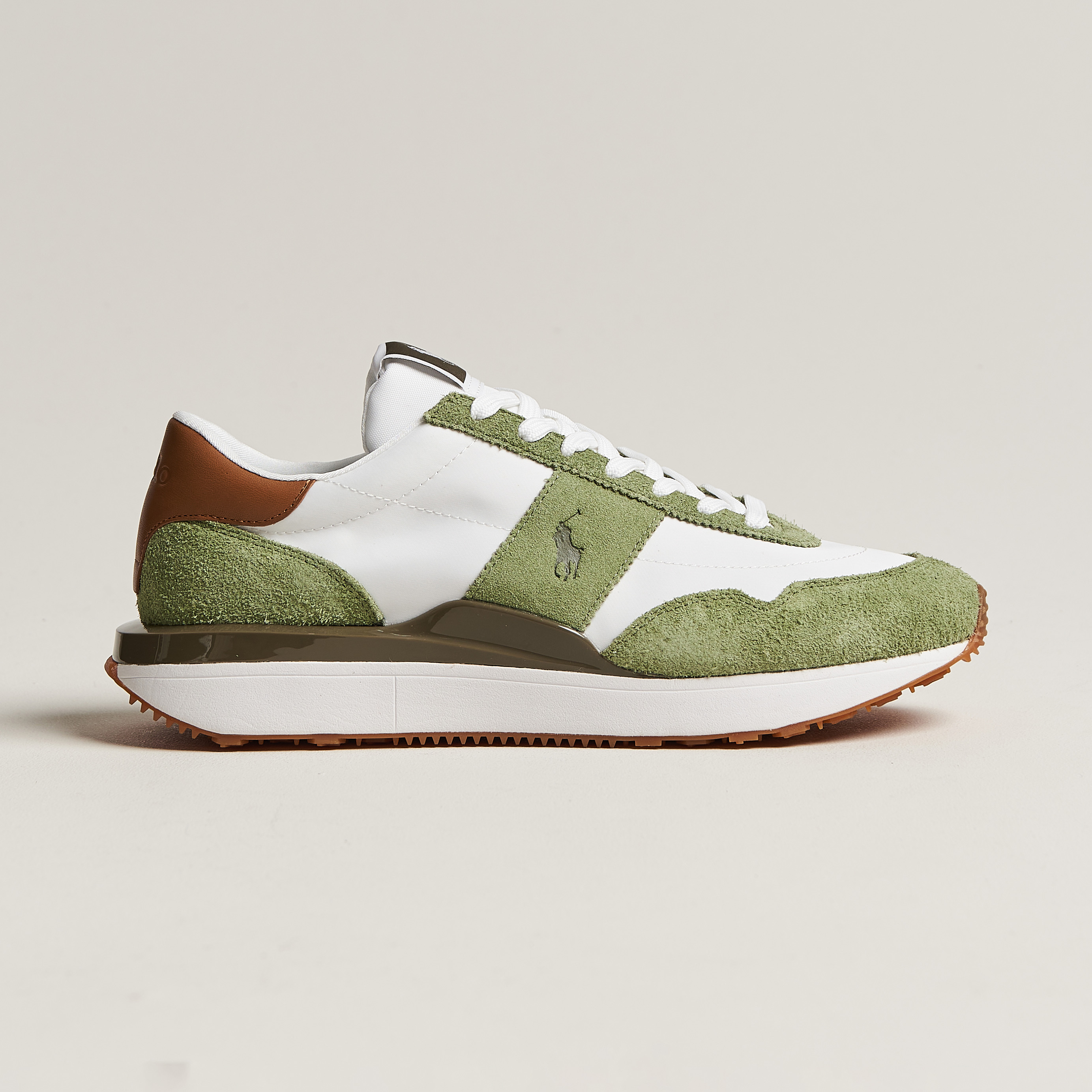 Polo Ralph Lauren Train 89 Running Sneaker White/Olive at CareOfCarl.com