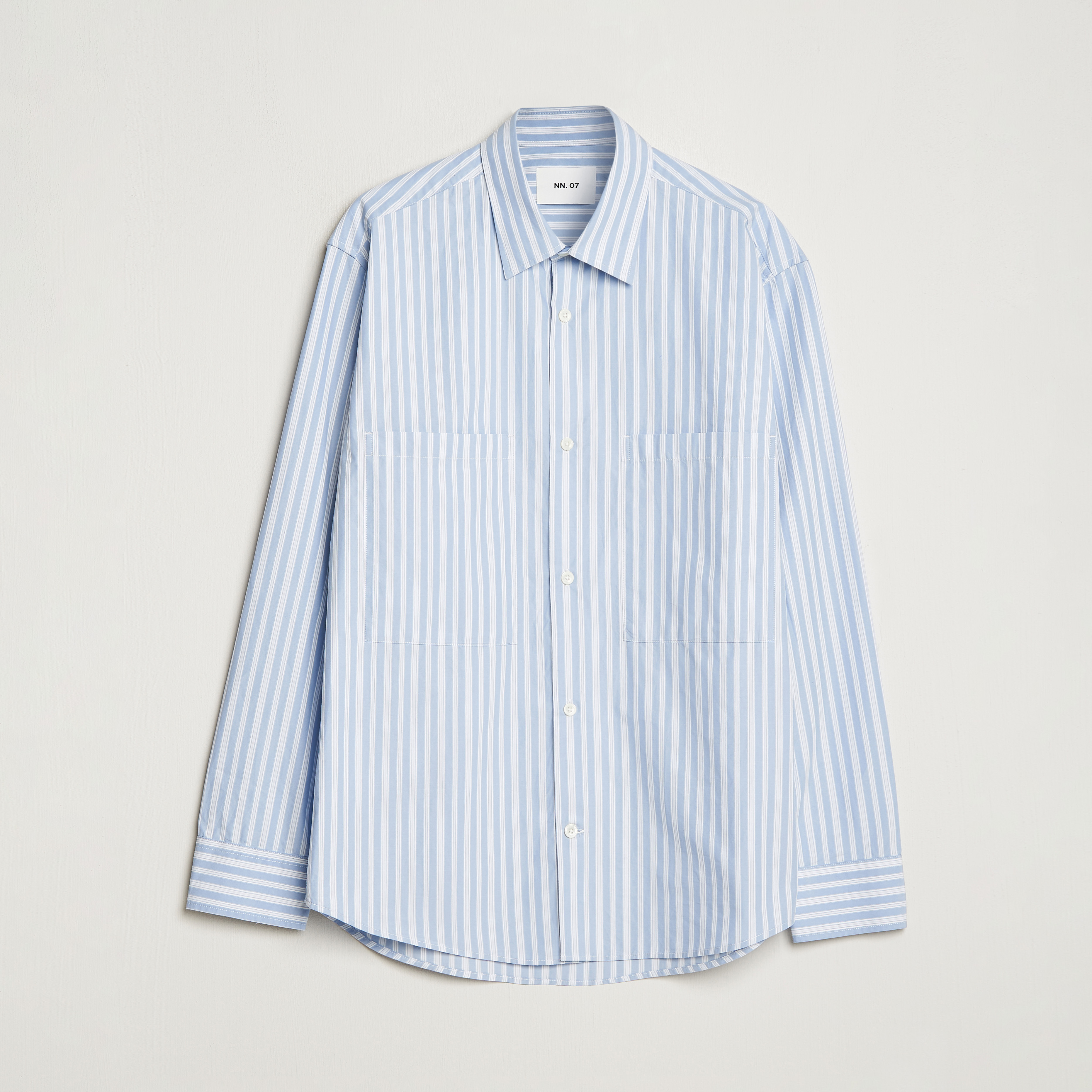 NN07 Freddie Poplin Striped Shirt Blue/White at CareOfCarl.com