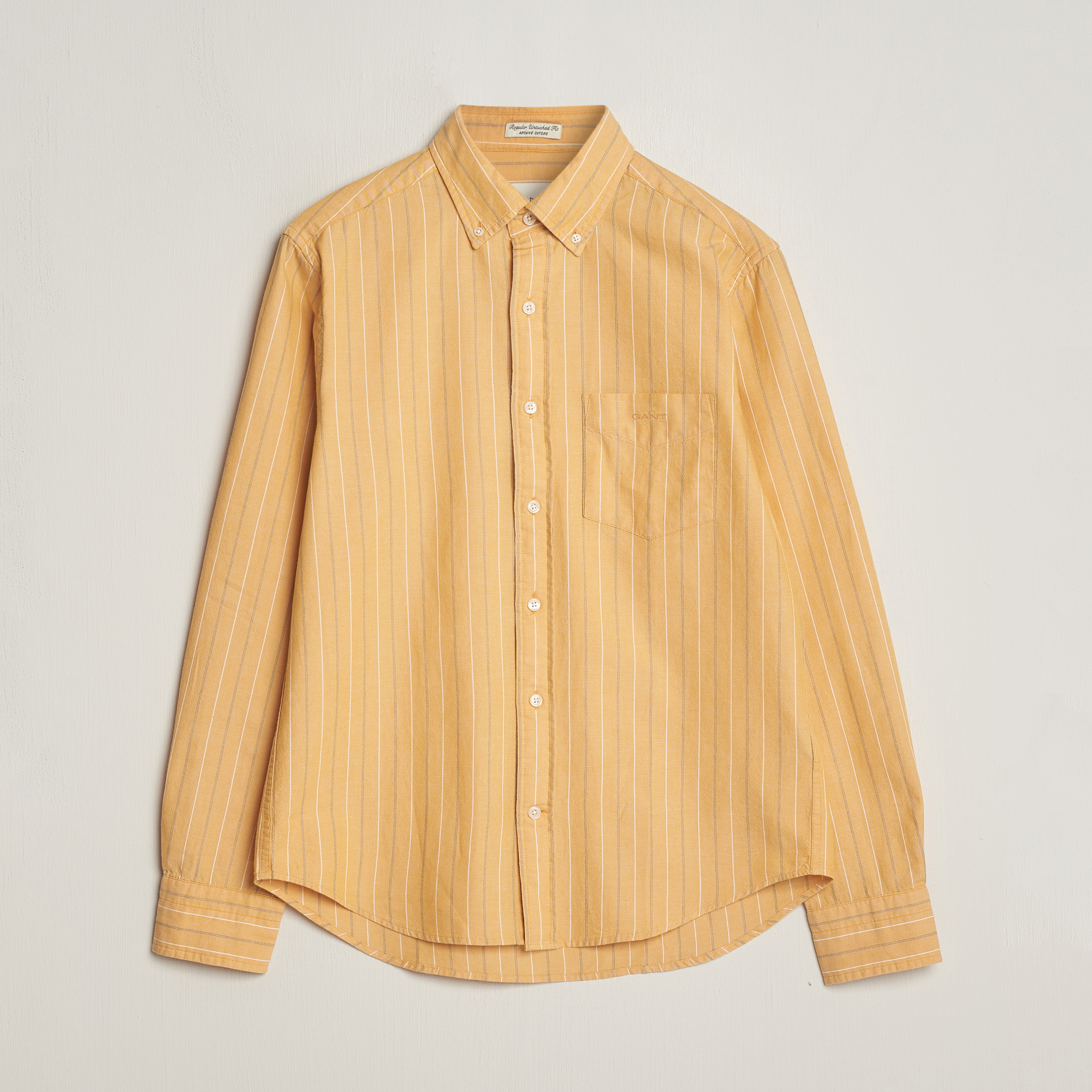 GANT Regular Fit Archive Striped Oxford Shirt Medal Yellow at