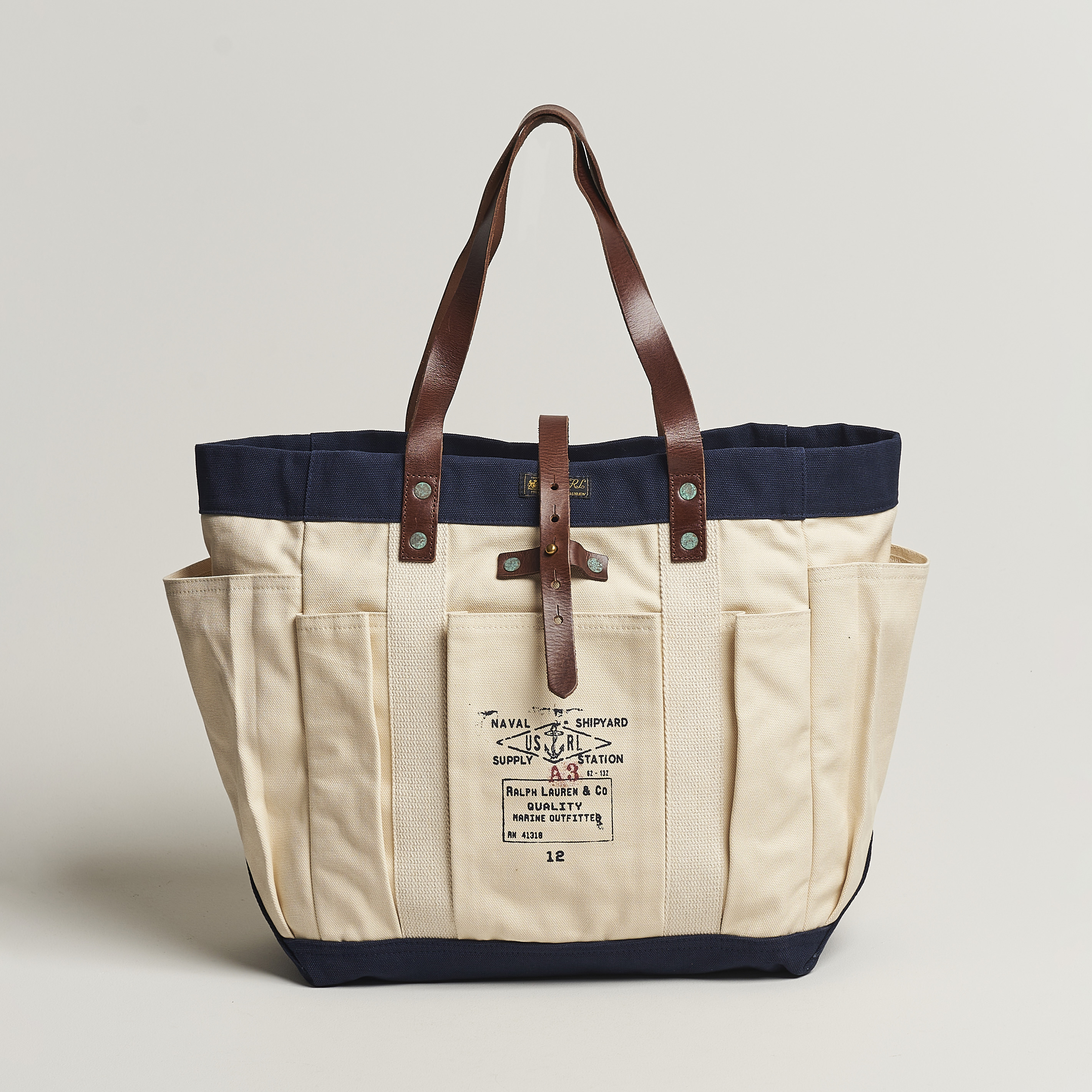 Polo Ralph Lauren Canvas Totebag Cream/Aviator Navy at CareOfCarl.com