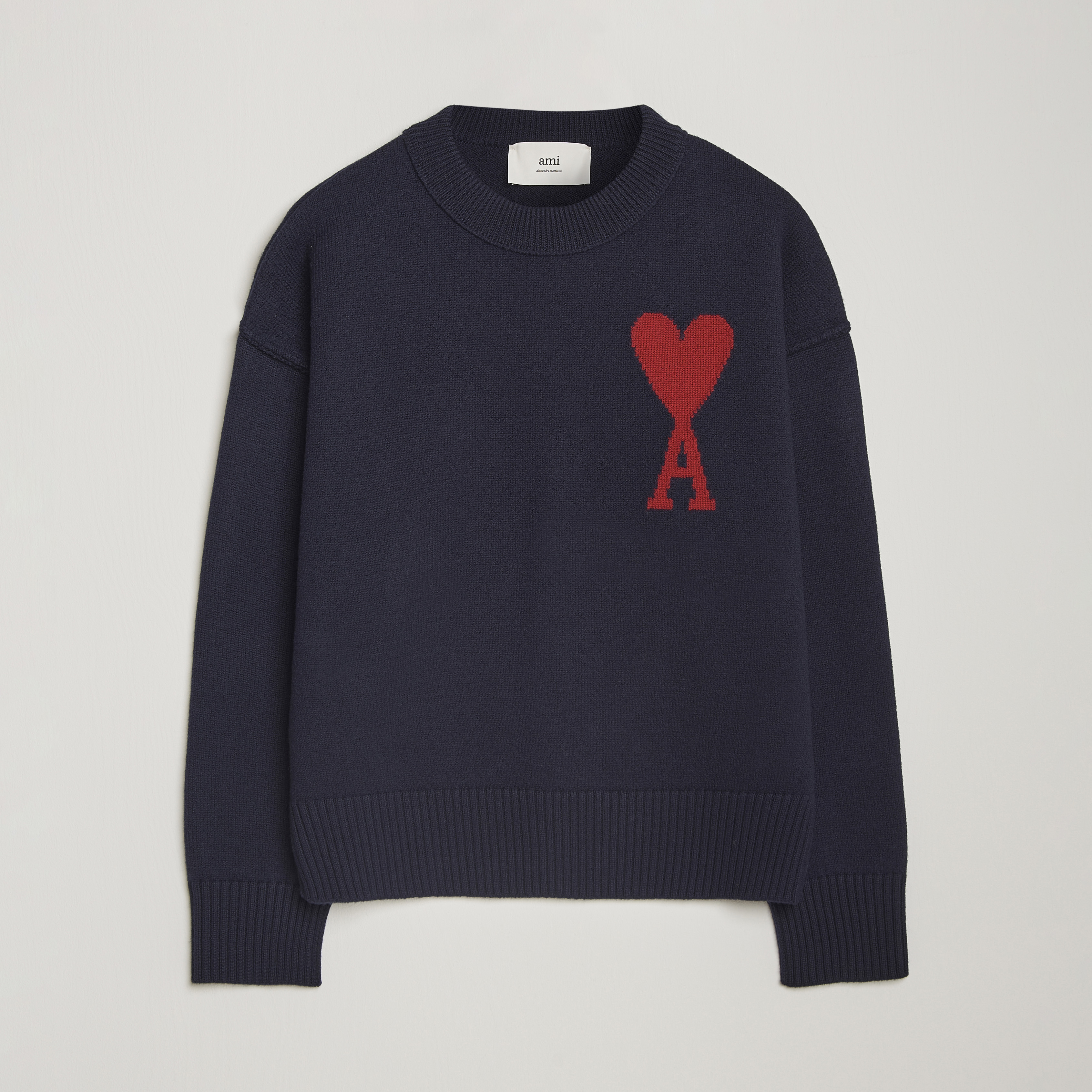 AMI Alexandre Mattiussi Logo Letter Sweater FW2018, Navy, Large, 2024 MSRP $250