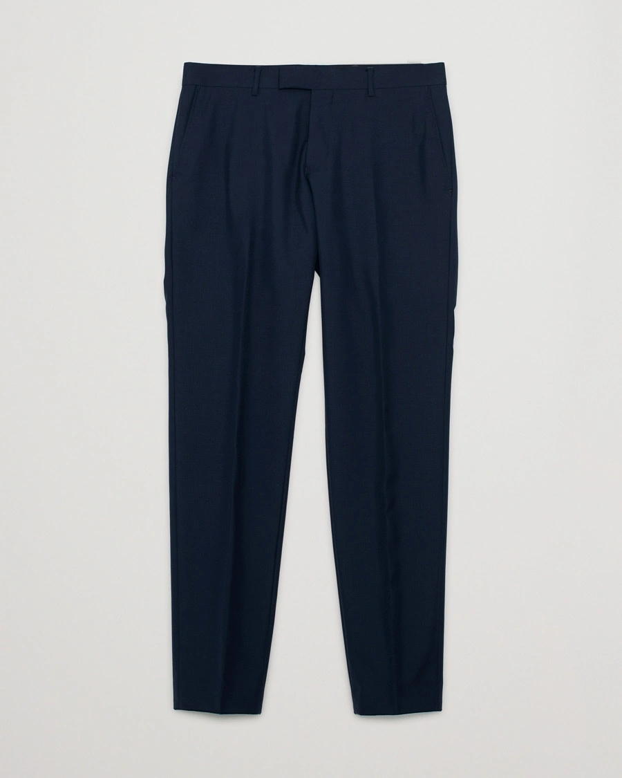 Pre-owned Oscar Jacobson Damien Wool Barberis Super 120 Trousers Blue – Blue