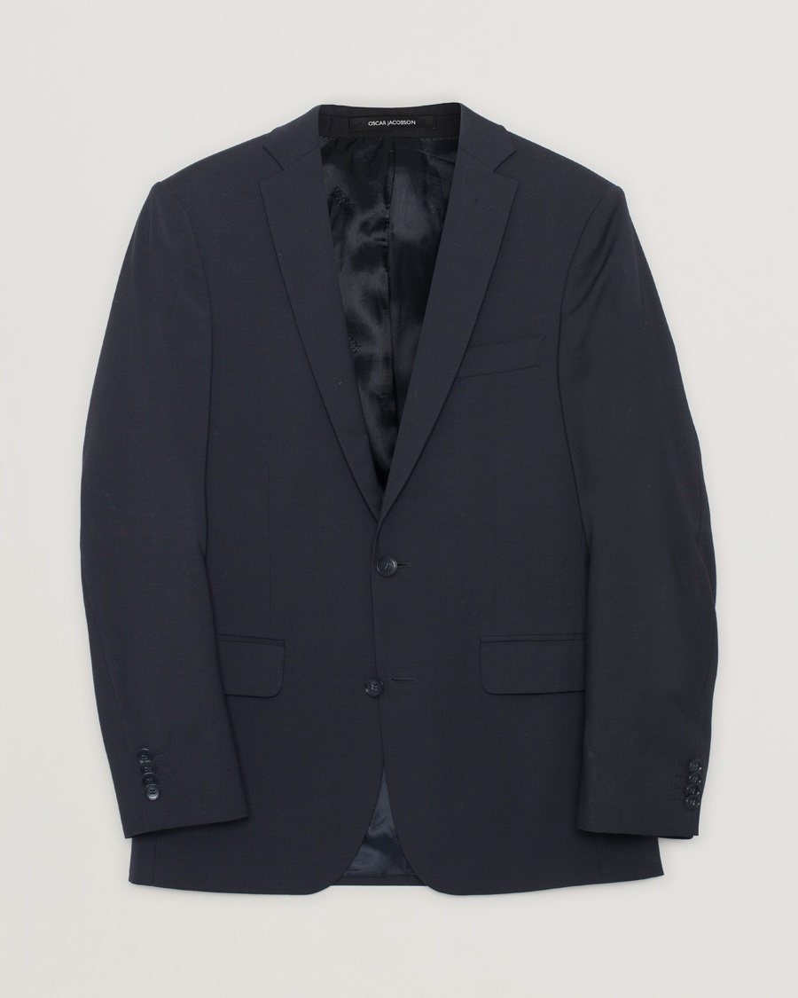 Pre-owned Oscar Jacobson Floyd Wool Stretch Blazer Navy 44 – Black