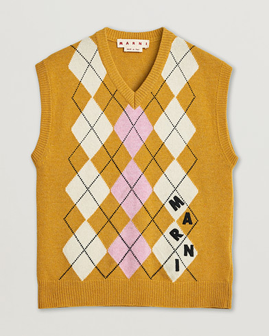Pre-owned Marni Shetland Argyle Knit Vest White/Yellow 48 – Yellow