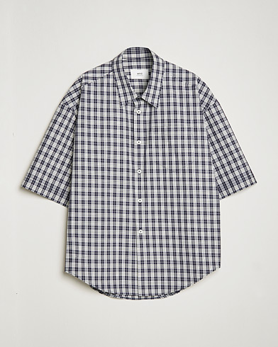 Pre-owned AMI Boxy Fit Short Sleeve Shirt Navy Check – Blue