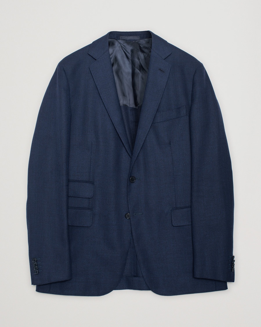 Pre-owned Caruso Wool Hopsack Blazer Navy 52 – Blue