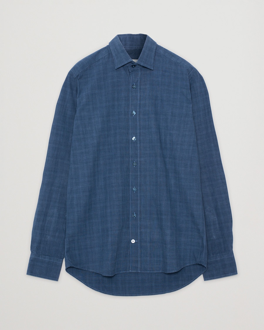 Pre-owned Slim Fit Checked Cotton Shirt Blue 38 - S – Blue
