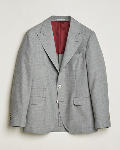 Pre-owned Brunello Cucinelli Peak Lapel Wool Blazer Light Grey – Grey