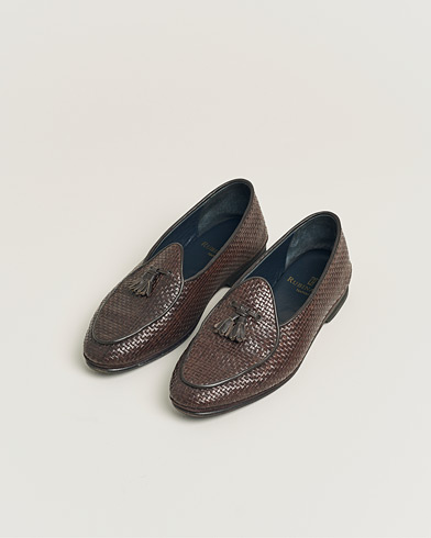 Pre-owned Rubinacci Marphy Woven Dark Brown Leather Tassel Loafers 41 – Brown