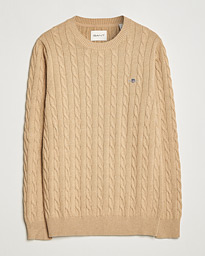 GANT Cotton Cable Crew Neck Pullover Evening Blue at CareOfCarl.com