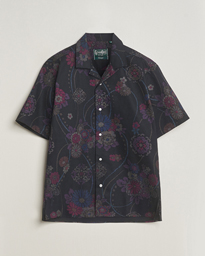  Japanese Floral Jacquard Camp Shirt Black