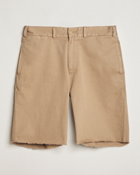  Cut Off Twill Cotton Shorts Beige