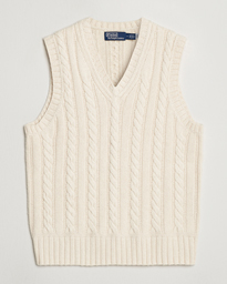  Cotton Aran Knitted Vest Cream