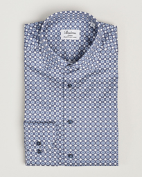  Slimline Printed Twill Cut Away Shirt Blue