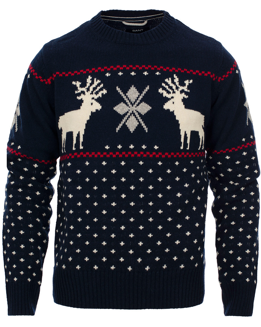 GANT Lambswool Reindeer Crew Evening Blue at CareOfCarl.com