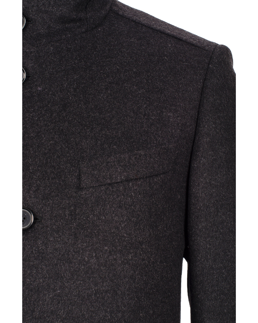 BOSS The Sintrax 4 Wool Cashmere Stand Up Collar Coat Charcoal