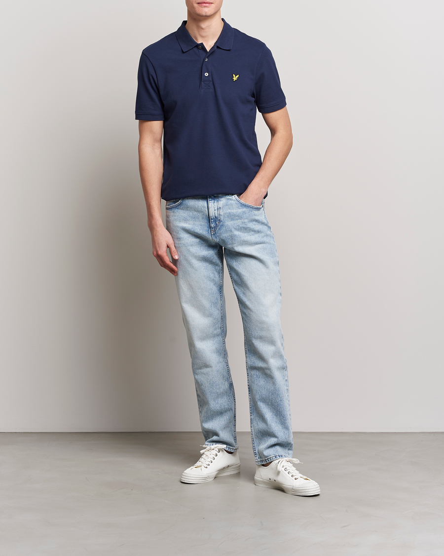 Lyle & Scott Plain Pique Polo Dark Navy at CareOfCarl.com