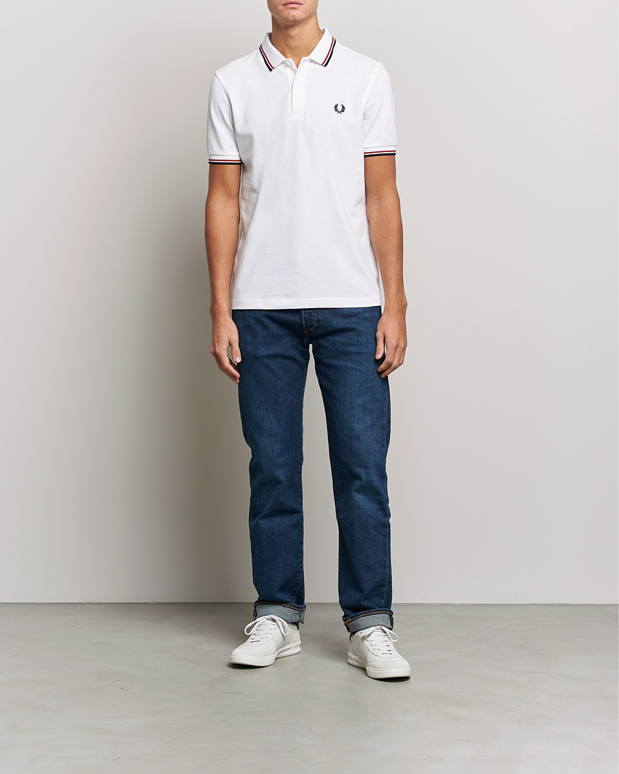 Fred Perry Twin Tipped Polo Shirt White at CareOfCarl.com