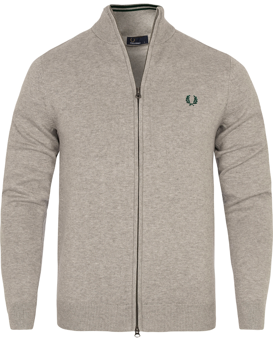 Fred Perry Classic Cotton Full Zip Cardigan Stone Marl Hos