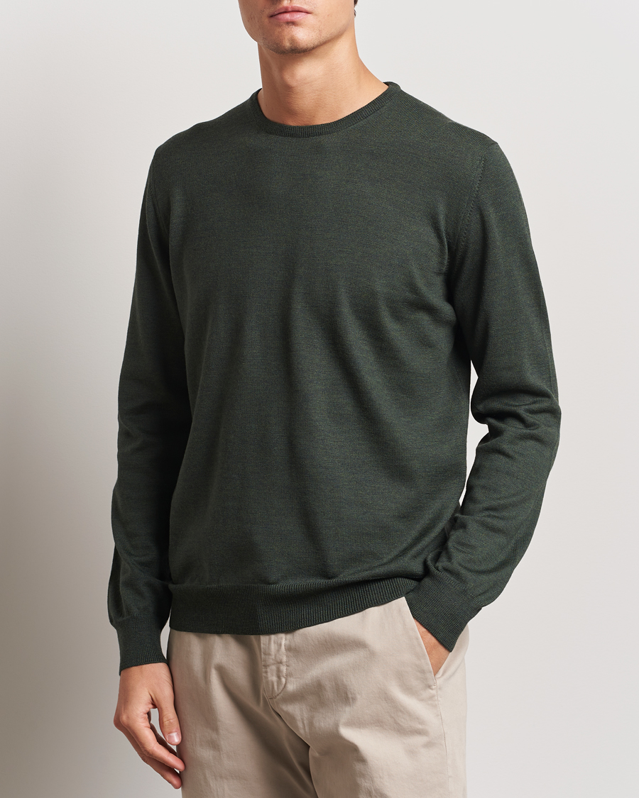 Men |  | Gran Sasso | Merino Fashion Fit Crew Neck Pullover Olive Green