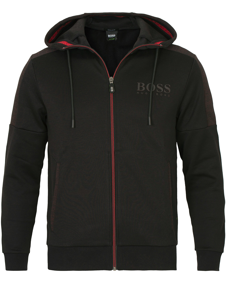 boss athleisure saggy full zip hoodie black