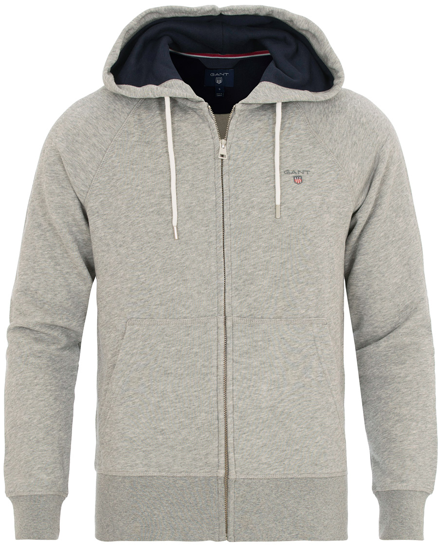 Gant Full Zip Sweat Hoodie Grey Melange Hos