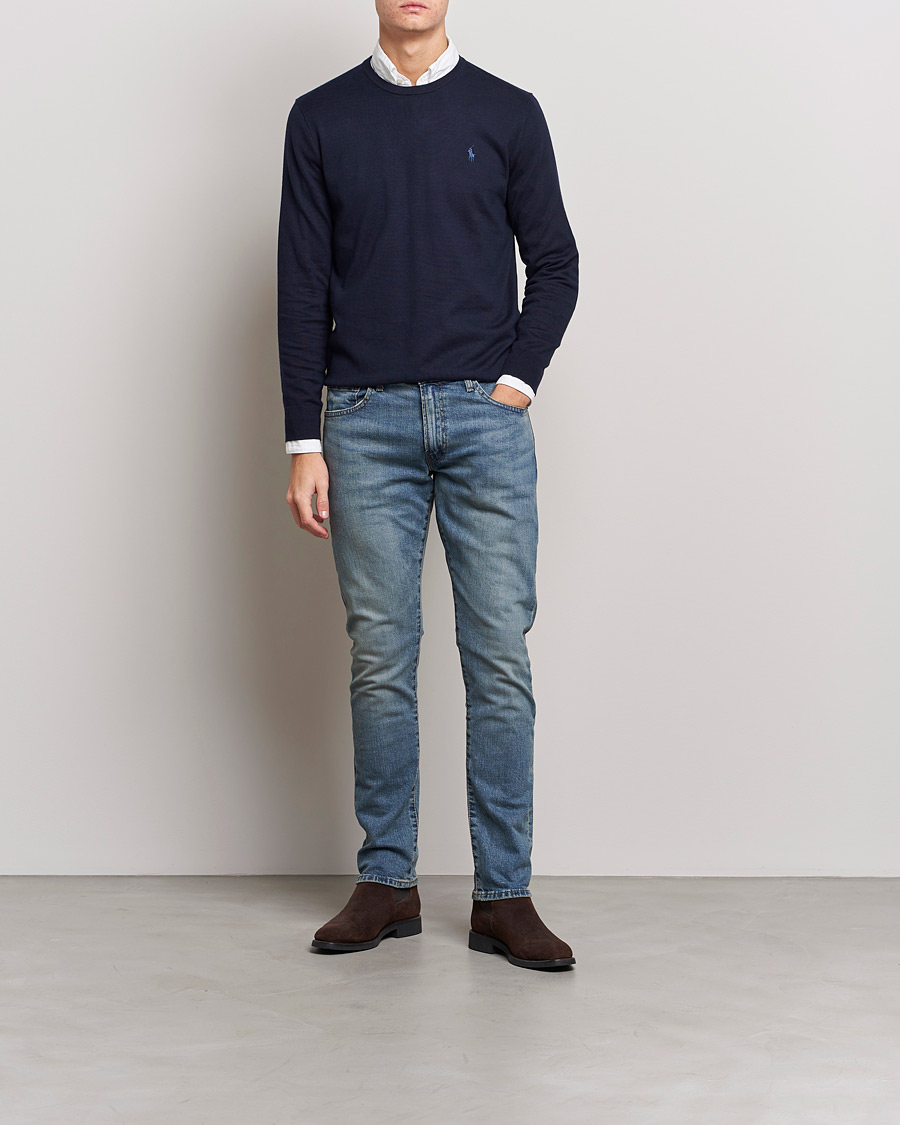 Polo Ralph Lauren Pima Cotton V Neck Jumper, Hunter Navy at John Lewis &  Partners