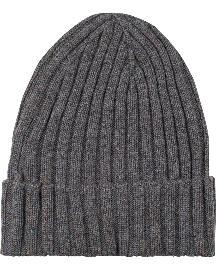 Amanda Christensen Rib Knitted Merino Cap Grey hos ...