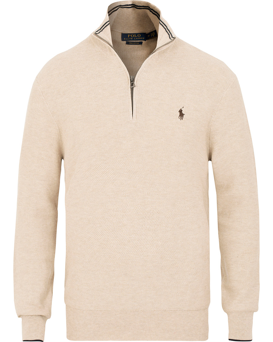 Polo Ralph Lauren Texture Half Zip Oatmeal Heather at CareOfCarl.com