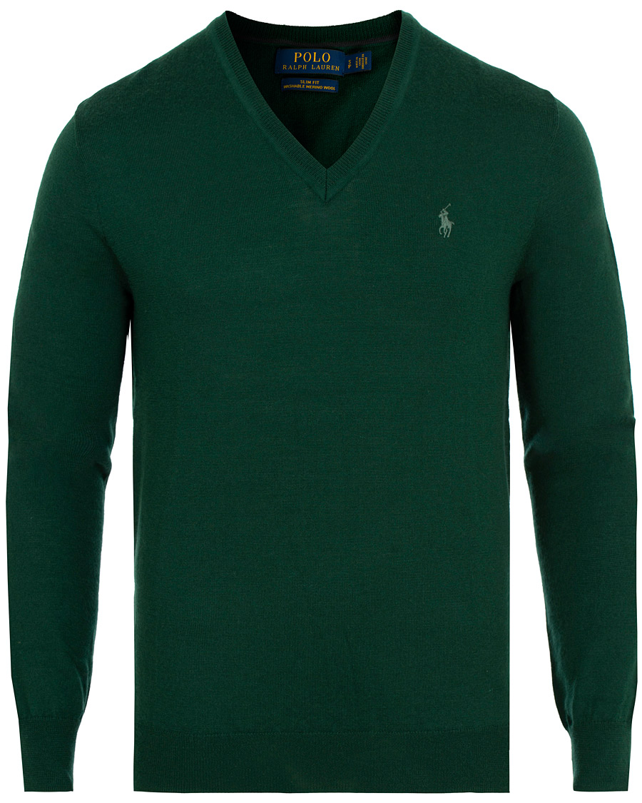 Polo by Ralph Lauren • Green Merino orders Wool V-Neck Sweater Medium