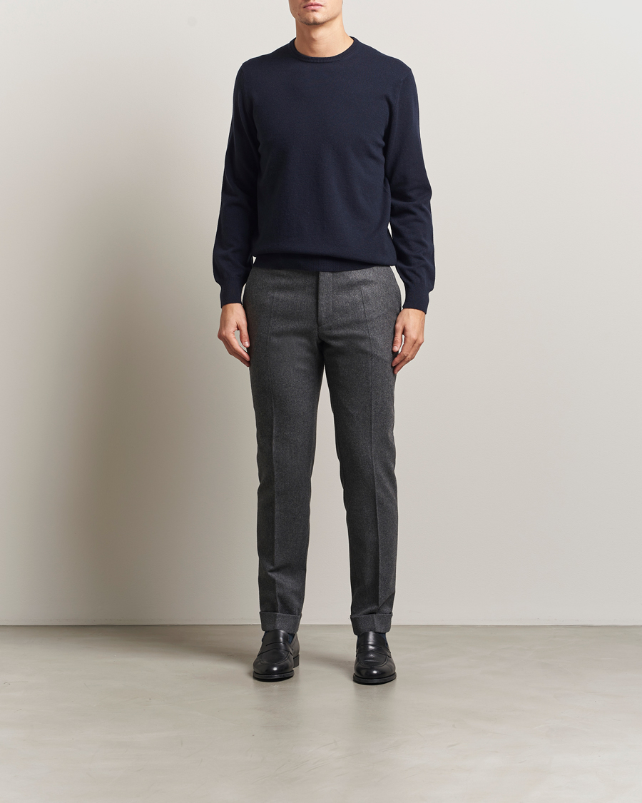 Men | Sweaters & Knitwear | Piacenza Cashmere | Cashmere Crew Neck Sweater Navy