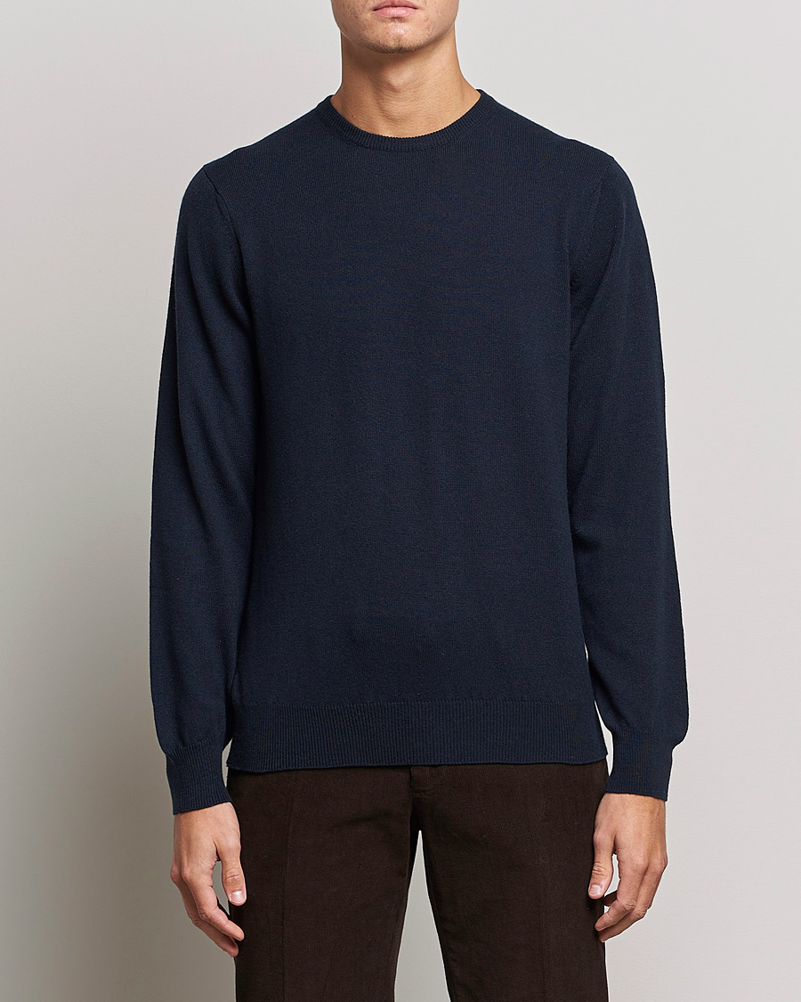 Piacenza Cashmere Cashmere Crew Neck Sweater Navy at