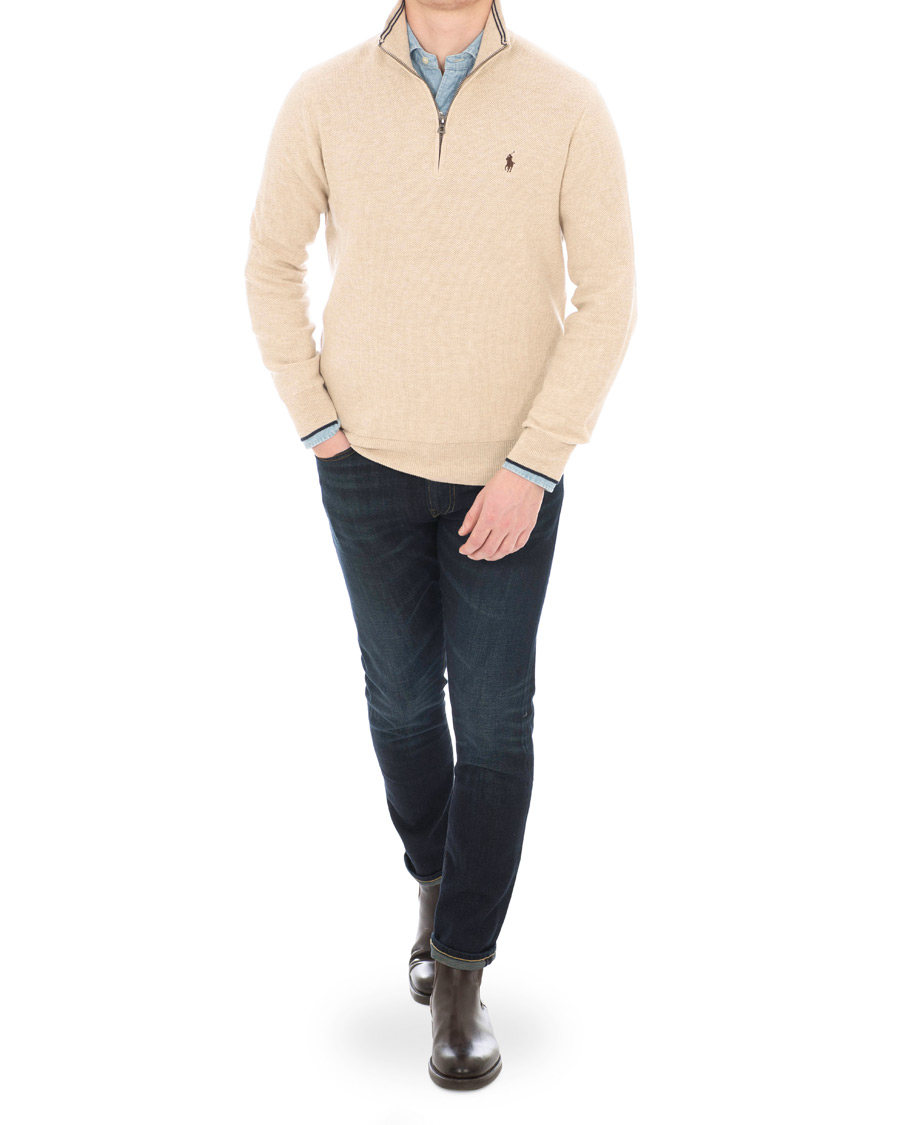 Polo Ralph Lauren Texture Half Zip Oatmeal Heather at CareOfCarl.com