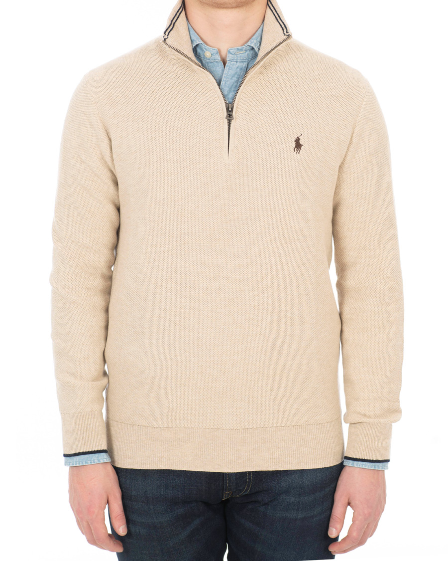 Polo Ralph Lauren Texture Half Zip Oatmeal Heather at CareOfCarl.com