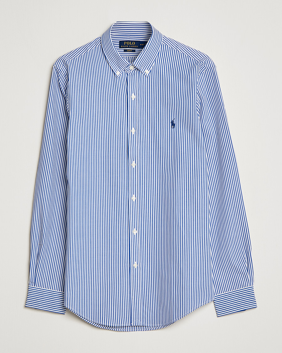 Polo Ralph Lauren Slim Fit Big Stripe Poplin Shirt Blue/White at CareOfCarl