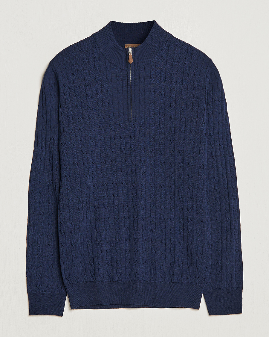 Stenströms Merino Cable Half Zip Navy at CareOfCarl.com