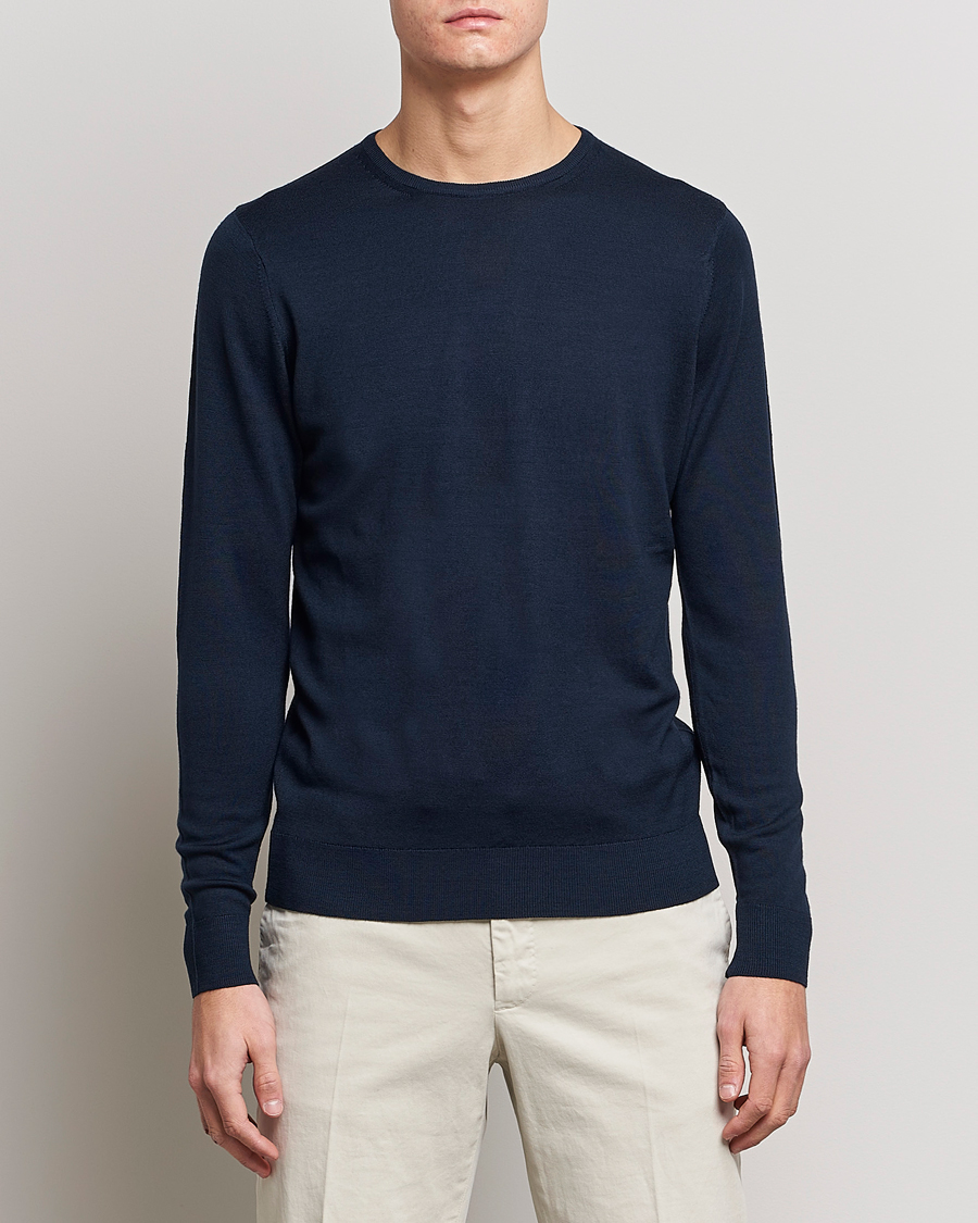 John Smedley Lundy Extra Fine Merino Crew Neck Midnight at