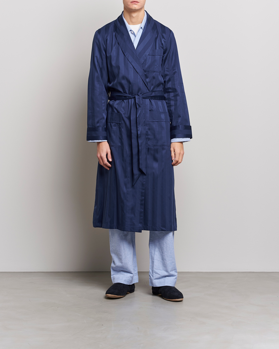 Navy blue outlet satin dressing gown