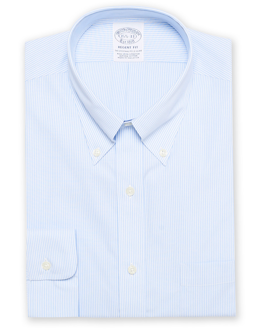 Brooks Brothers Regent Fit Non Iron Striped Shirt Light Blue at CareOfCarl.