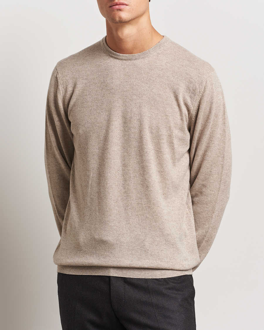 Men |  | Piacenza Cashmere | Cashmere Crew Neck Sweater Beige