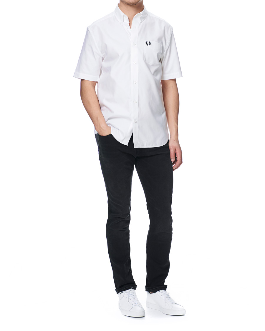 fred perry short sleeve oxford shirt white