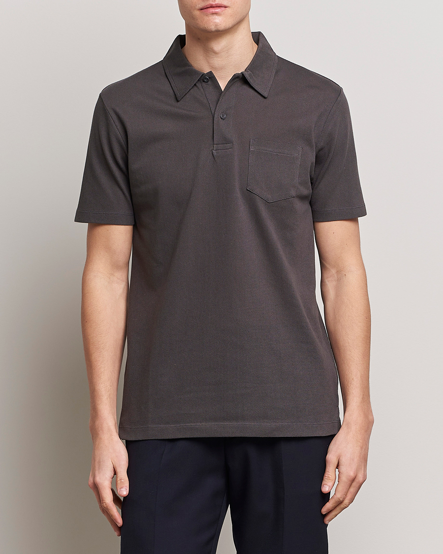 Sunspel Riviera Polo Shirt Grey Melange at CareOfCarl.com