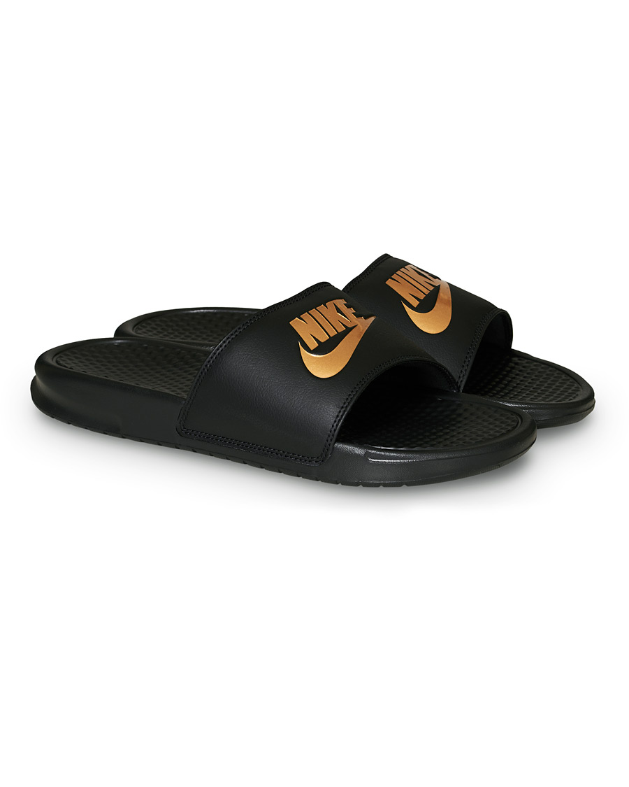 nike benassi gold black